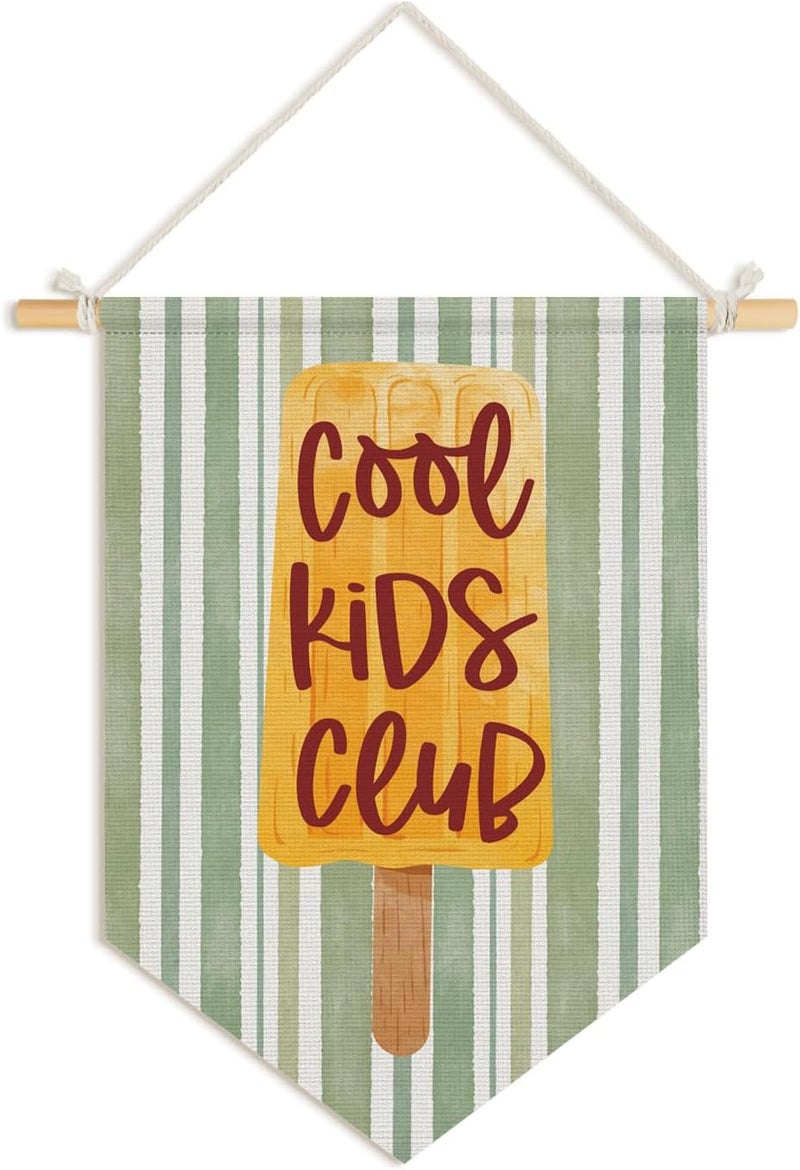 Wheatwin Playroom Wall Decor, Playroom Essentials, Cool Kids Club Banner Hanging Flag Pennant Wall Decor for Play Room Classroom Nursery Homeschool Boys Room 15x11 Inch - Image 1